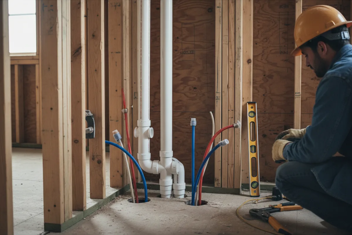 Drain and supply rough-in during Garbage Disposal Repair in Liberty